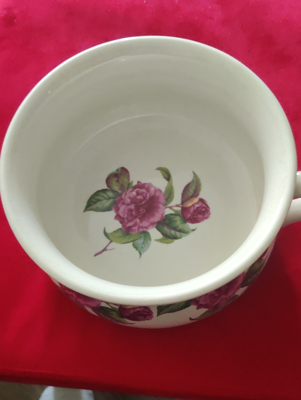 Vtg Portmeirion Pottery Ceramic Pot featuring a Pink Rose&Floral Transferware